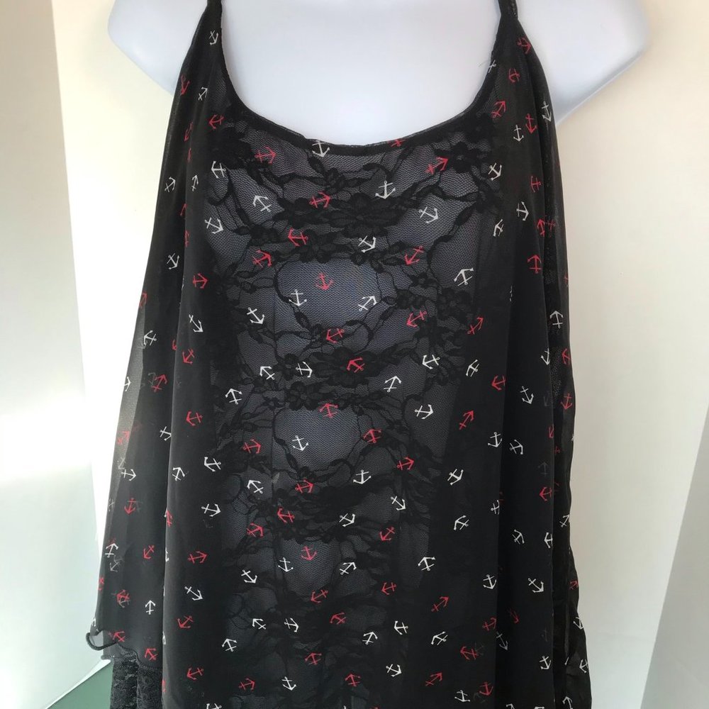 Lovesick Black Sheer Top With Anchors